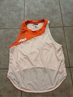 Hoka Women's Orange and Pale Pink Athletic Tank